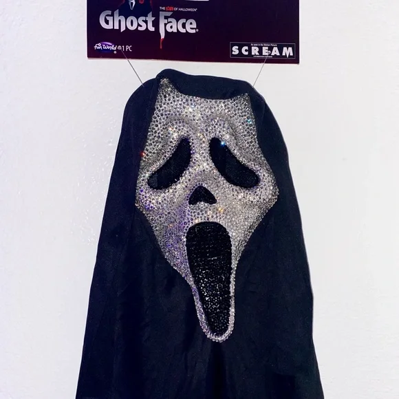 Custom Handmade Bedazzled Ghost Face Mask - Picture 1 of 4